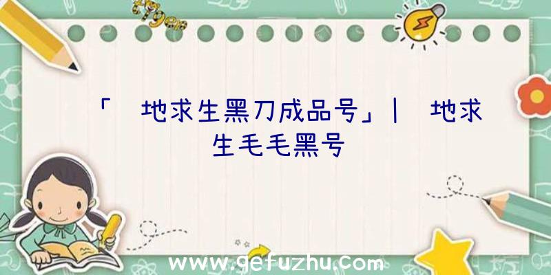 「绝地求生黑刀成品号」|绝地求生毛毛黑号